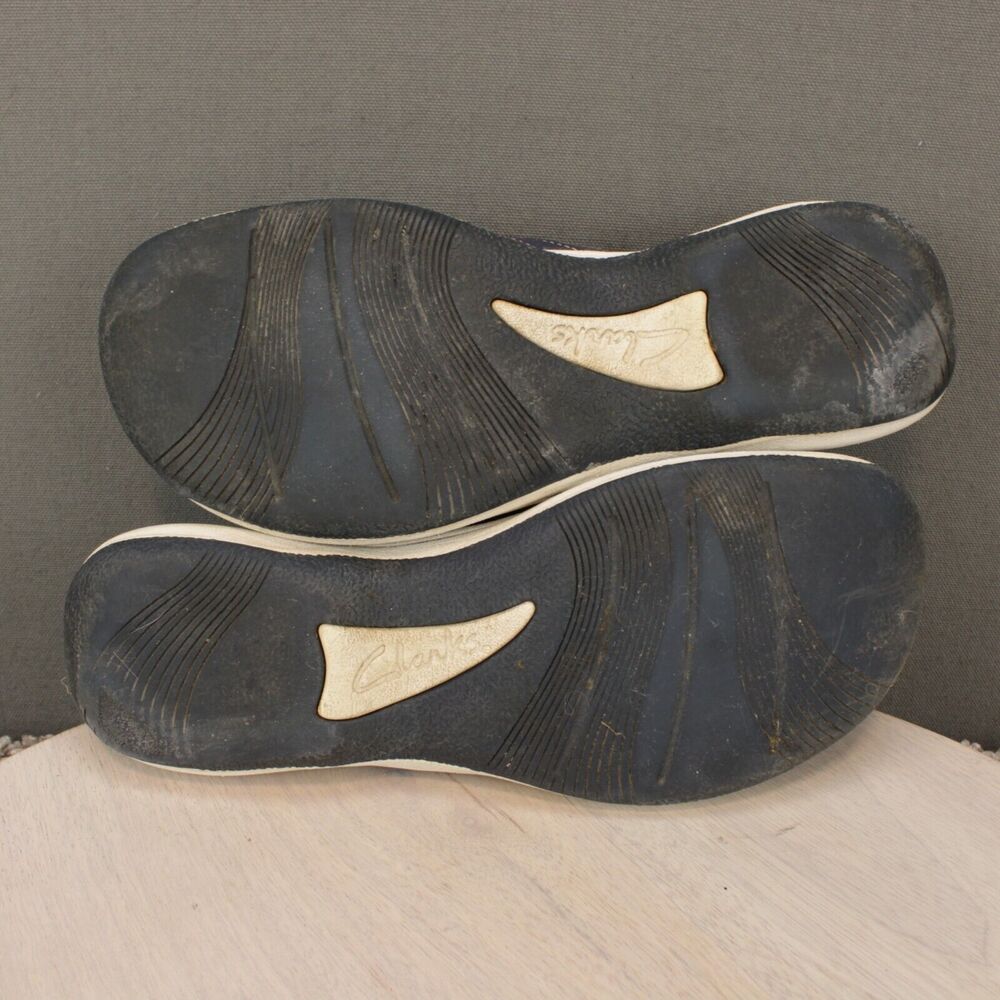 Clarks Comfort Sandals Womens 7 Navy Blue Leather Adjustable - Picture 7 of 9